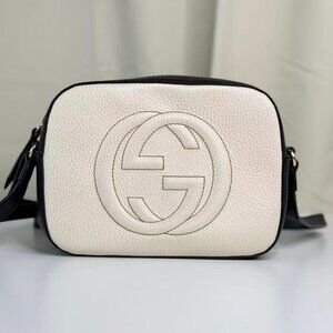 Gucci Soho Crossbody Bag White & Black Bi Color Shoulder Bag